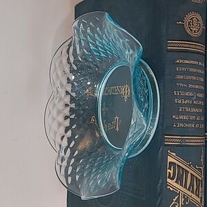 Vintage Ice Blue Glass Ruffled Bowl 6 3/4"